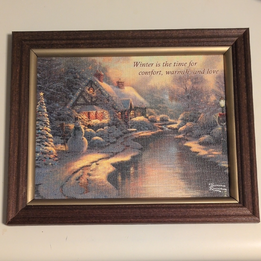 Thomas Kinkade Limited Edition Winter Scene Canvas Print 4th Issue Framed 8x6